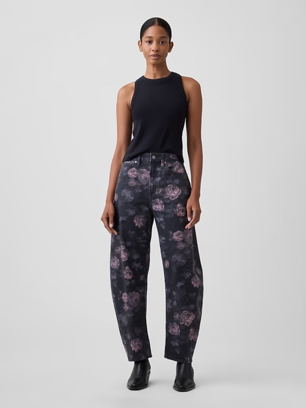 Gap High-Rise Floral Print Barrel Jeans Fall Festival BoHo Streetwear Skater 24